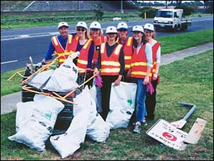 CWW staff with rubbish on Business Clean Up Australia Day