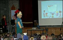 Ollie watches his CD-ROM  at Glamorgan
