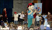 Ollie dancing with Glamorgan students