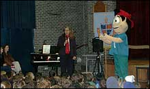 Ollie and Jane on stage at Glamorgan