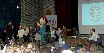 Ollie and Jane on stage at Glamorgan