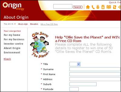 Origin Energy free Ollie CD