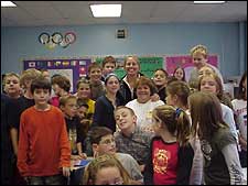 Jane Stewart & teacher Carol Arbour amongst some enthusiastic students