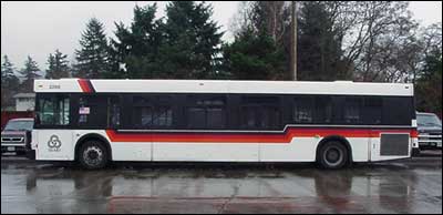One of Portland’s Tri-Met buses, which now runs on re-refined oil