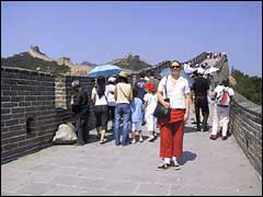 Jane about to climb the Great Wall of China just outside Beijing
