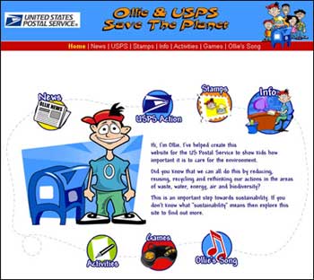 Ollie & USPS Save the Planet home page