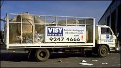 Visy truck with waste paper bales