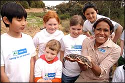 Cathy and kids with lizard