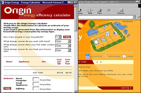 Energy Calculator at Origin Energy website