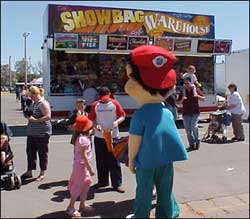 Ollie hands out show bags
