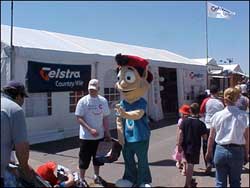 Ollie outside Telstra Internet Cafe