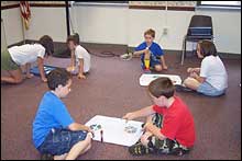 Some of the kids busy with recycling activities