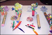 Some of the crafts made out of recycled materials