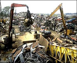 Old cars and other scrap steel ready for recycling
